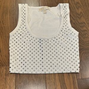 Michael Kors White Studded Crop Tank